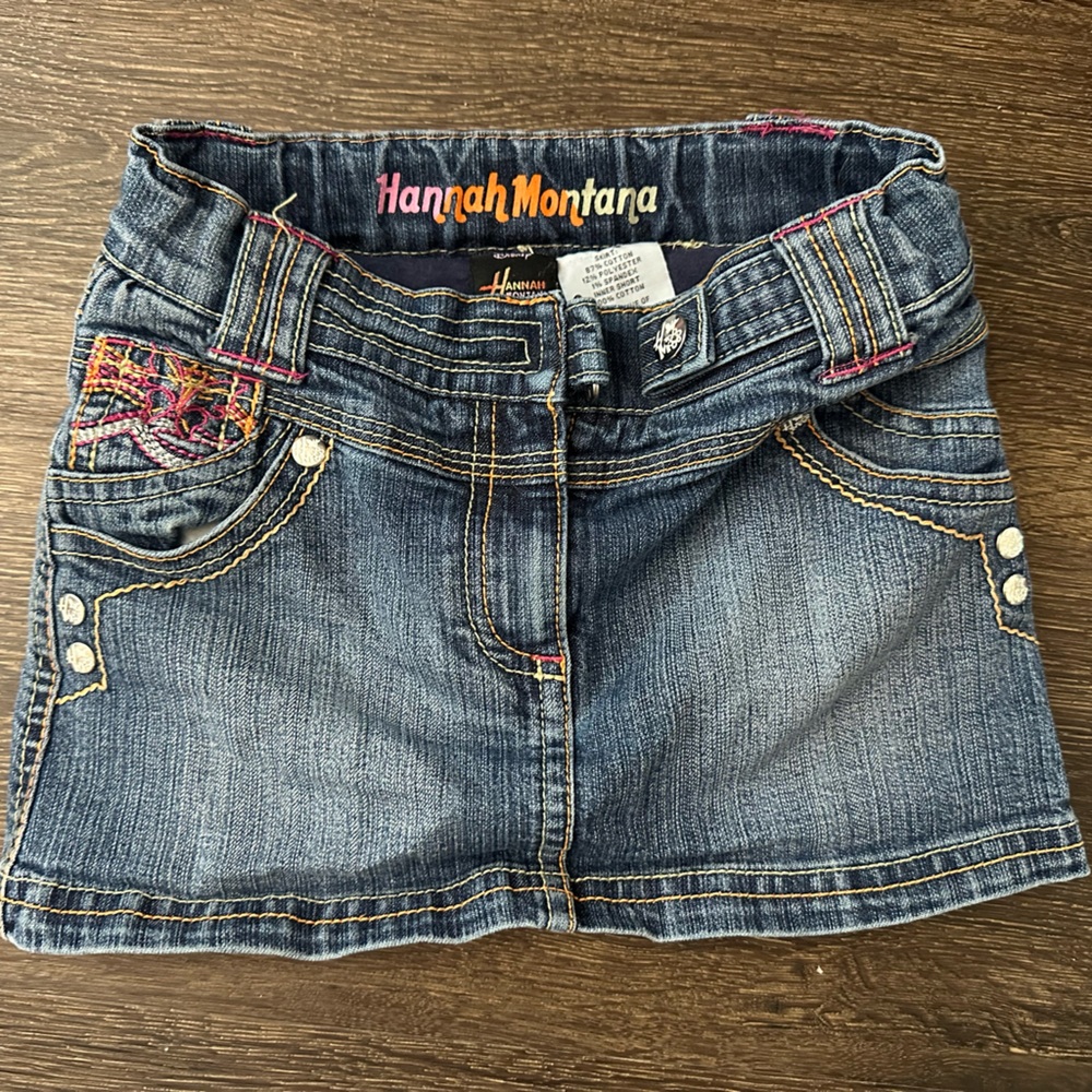Girls' Denim Skirt with Embroidered Accents - Hannah Montana